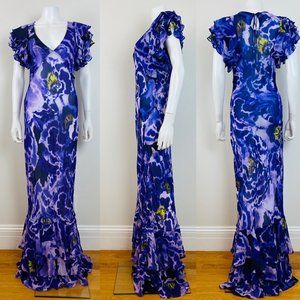 New With Tags Rat & Boat Lucille Dress Purple Ruffle Bias Maxi Dress